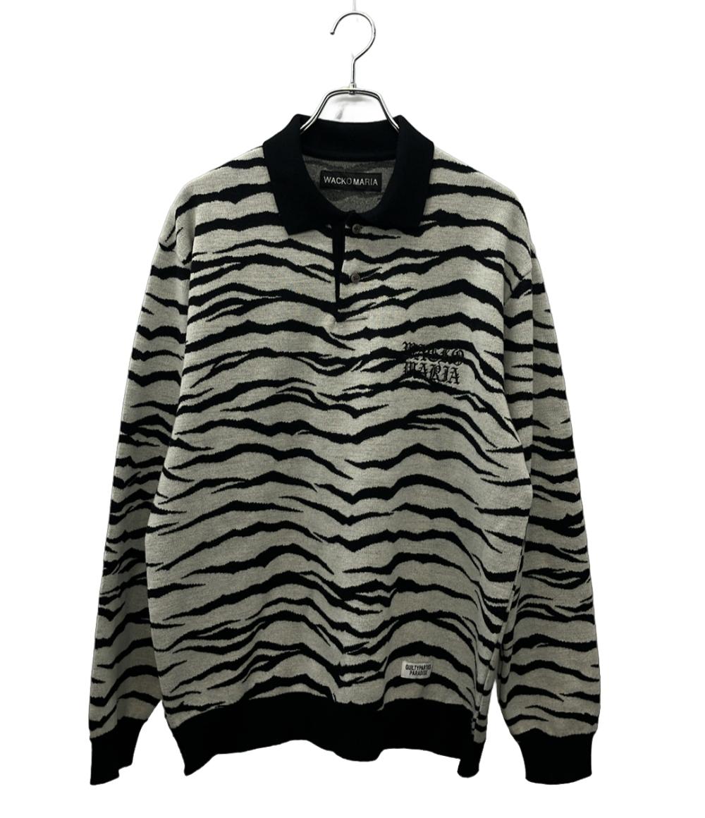 WACKO MARIA 長袖ポロシャツ タイガー柄 TIGER KNIT POLO SHIRT