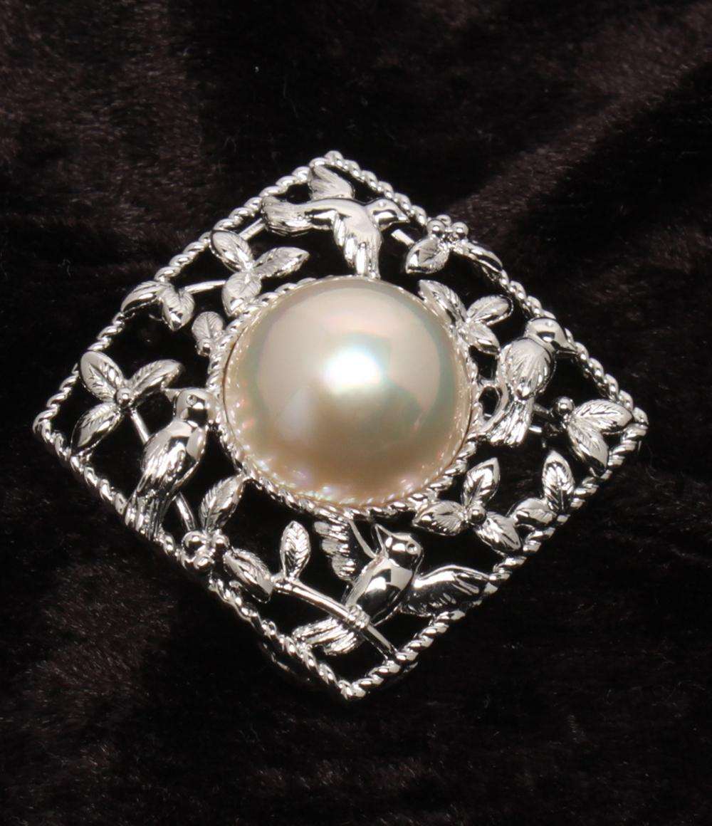 美品 TASAKI ブローチ ペンダントトップ SV マベパール 16.6mm トリ