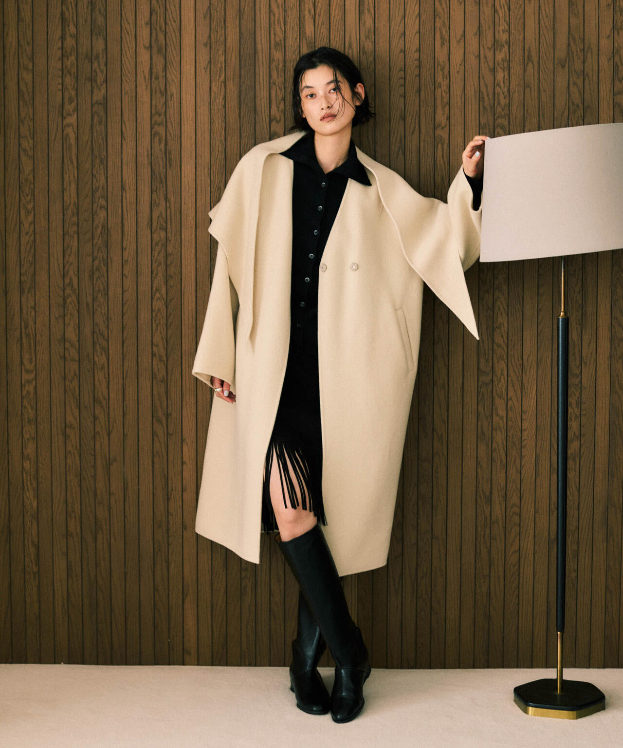 SUPER110blend リバー ノーカラー ロングコート