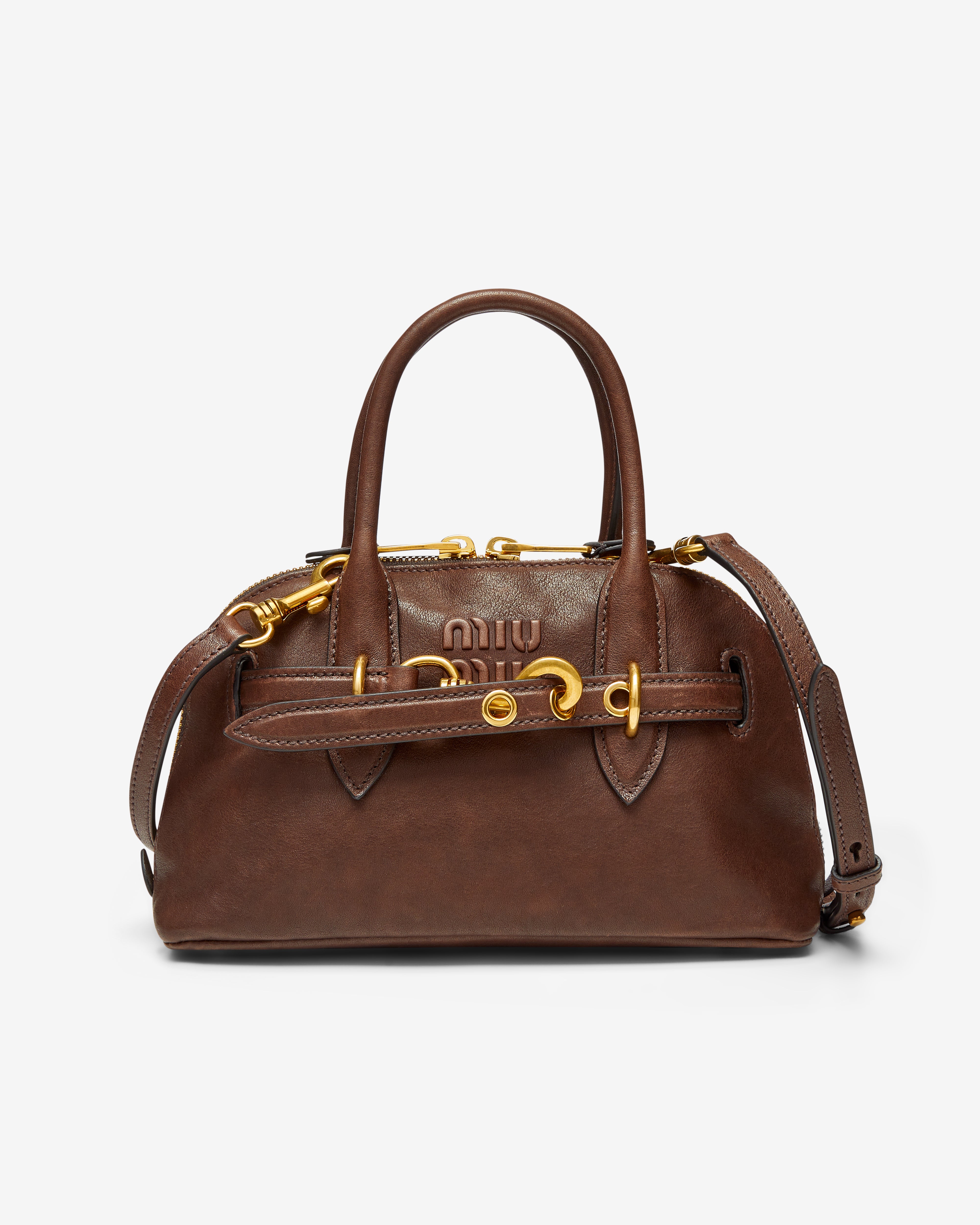 Miu Miu: Women's Aventure Nappa Leather Top-Handle Bag (Briarwood