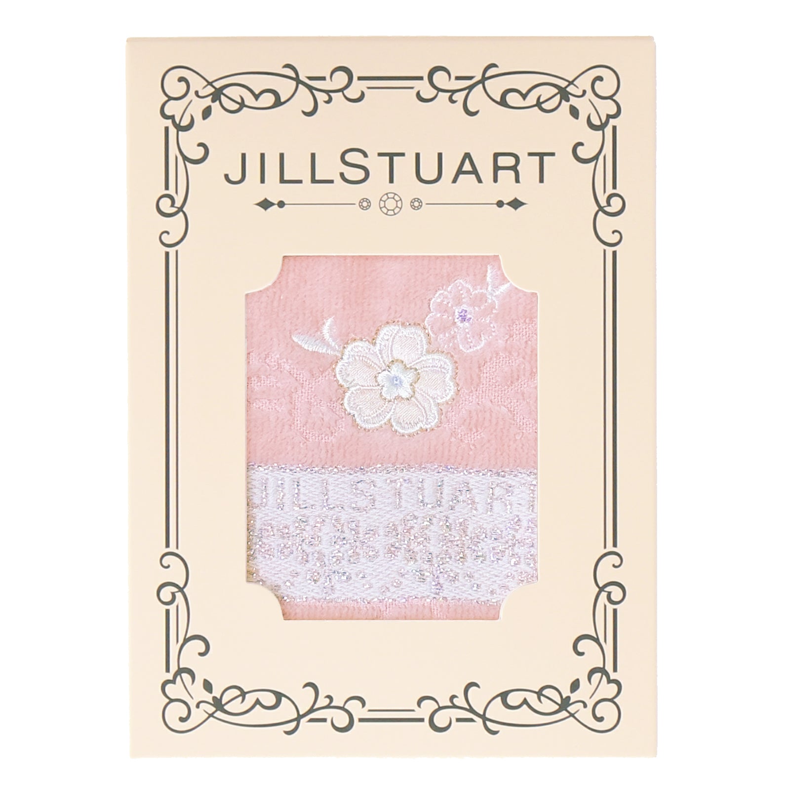 タオルハンカチ パッケージ入り フラワー刺繍 #092a ピンク
