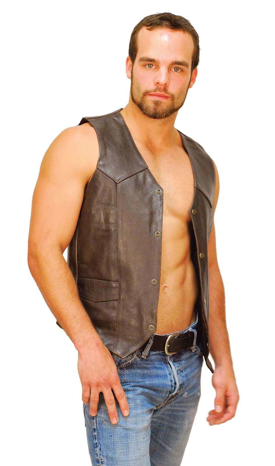 Dark Brown Leather Vest for Men #VM402RN – Jamin Leather®