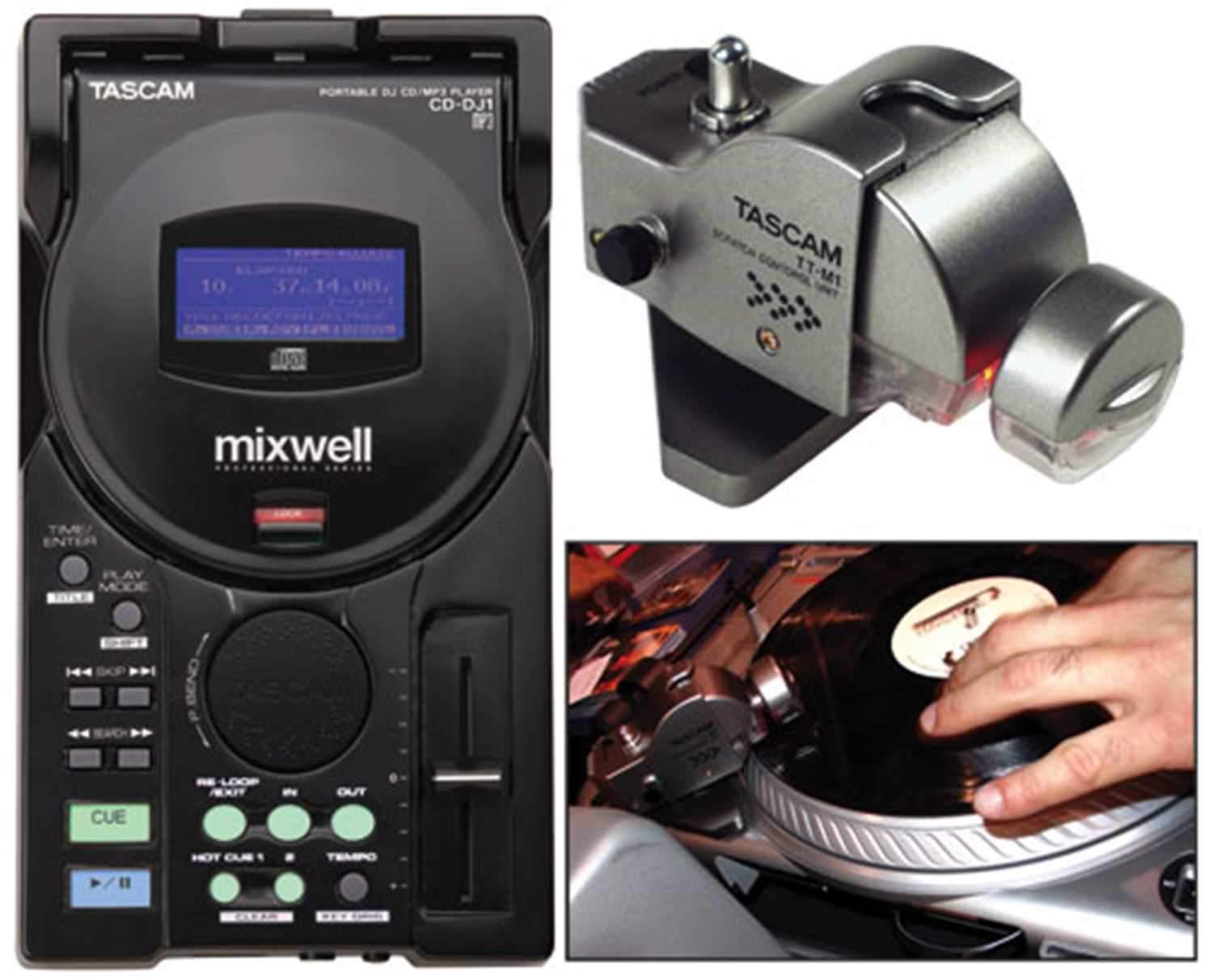 TASCAM CD-DJ1 CD/MP3プレーヤ- TT-M1 2台セット TASCAM CD-DJ1 CD