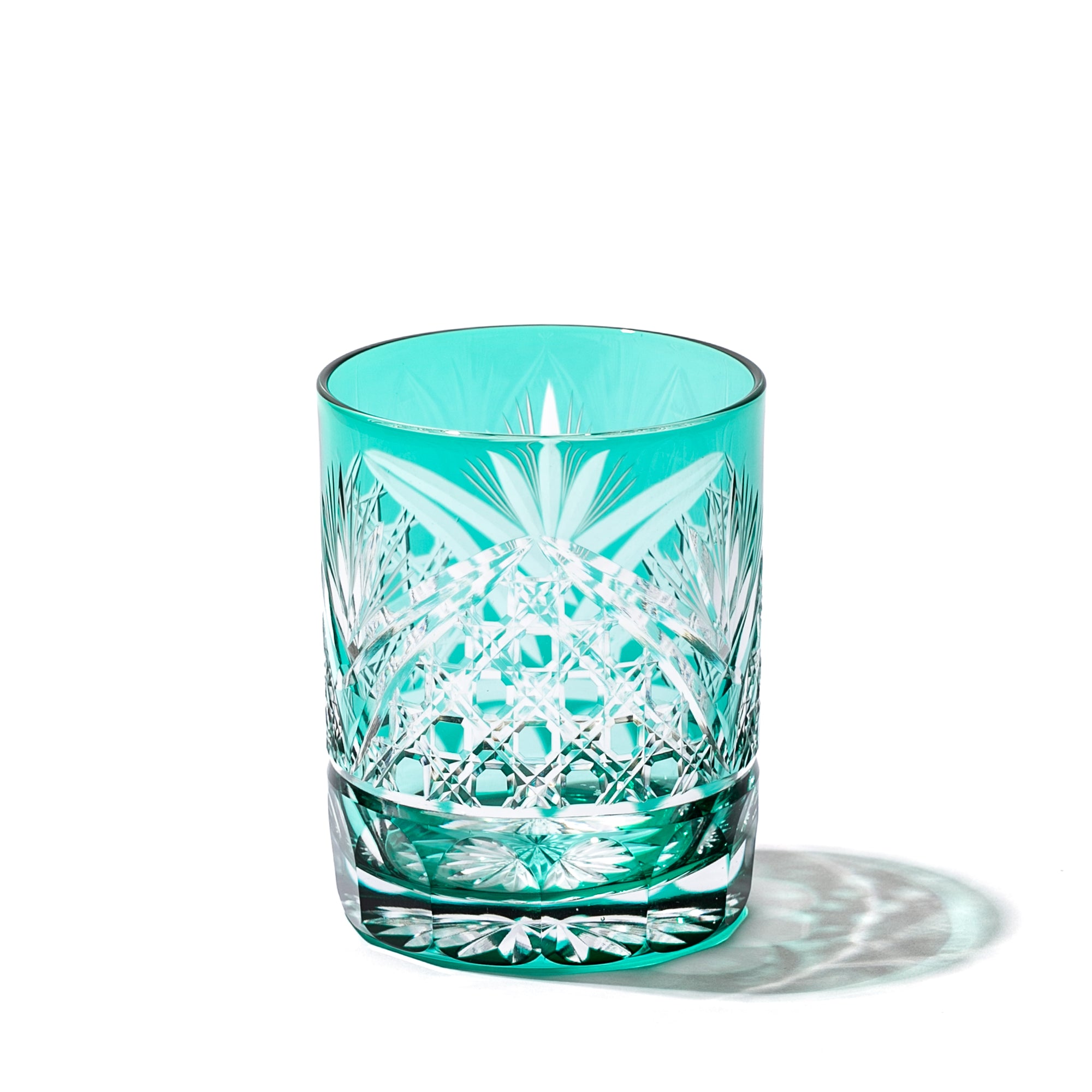 江戸切子 籠目紋 オールドグラス 緑 ｜江戸切子グラスならTABLEAU