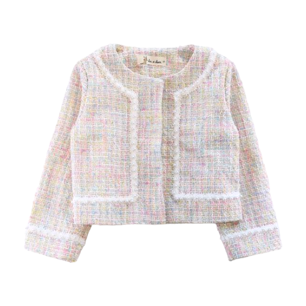 Pearl Trim Tweed Jacket - Multi Colored – doe a dear