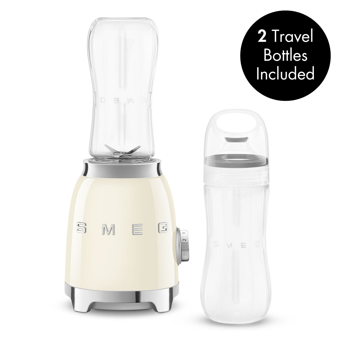 SMEG Personal Blender with 2 Travel Bottles – Retro-Style Cream
