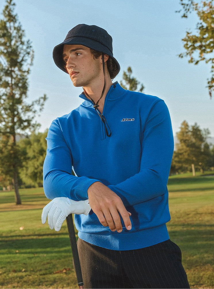 メンズ）ハーフジップアップニット（ブルー） – SOMUA CLUB