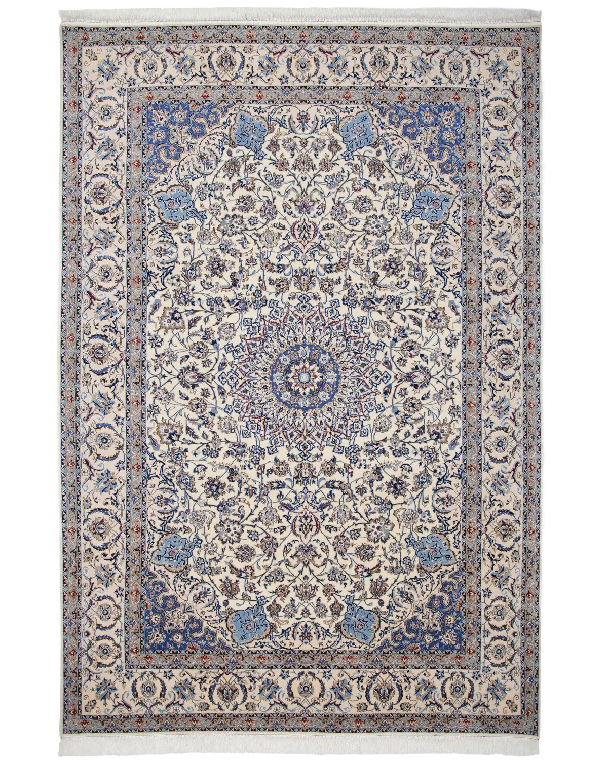 ペルシャ絨毯 ナイン産 ウール&シルク 約208cm x 305cm｜SATHI RUGS