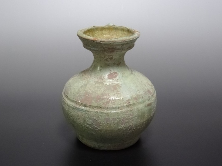 漢 緑釉 銀化小壺 仙遊洞