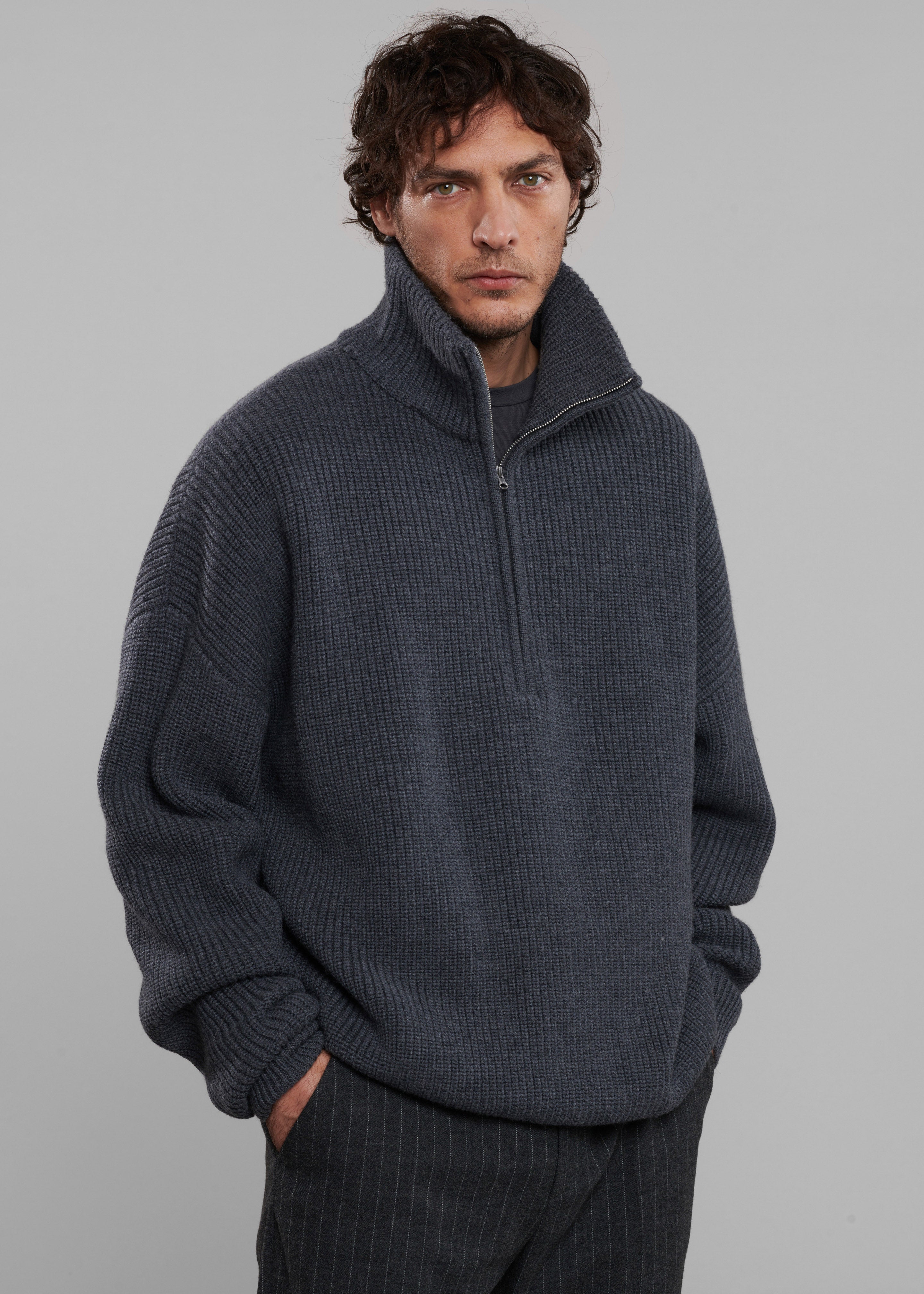Harrison Quarter Zip Jumper - Grey Melange – The Frankie Shop