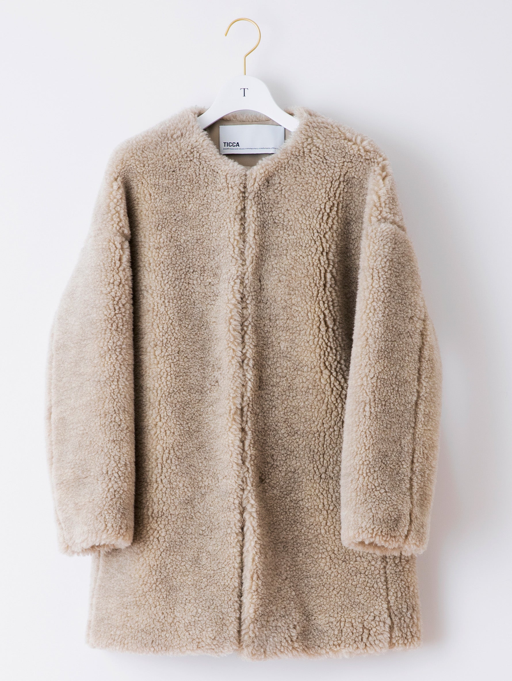 ウールファーノーカラーコート/TBBA-032