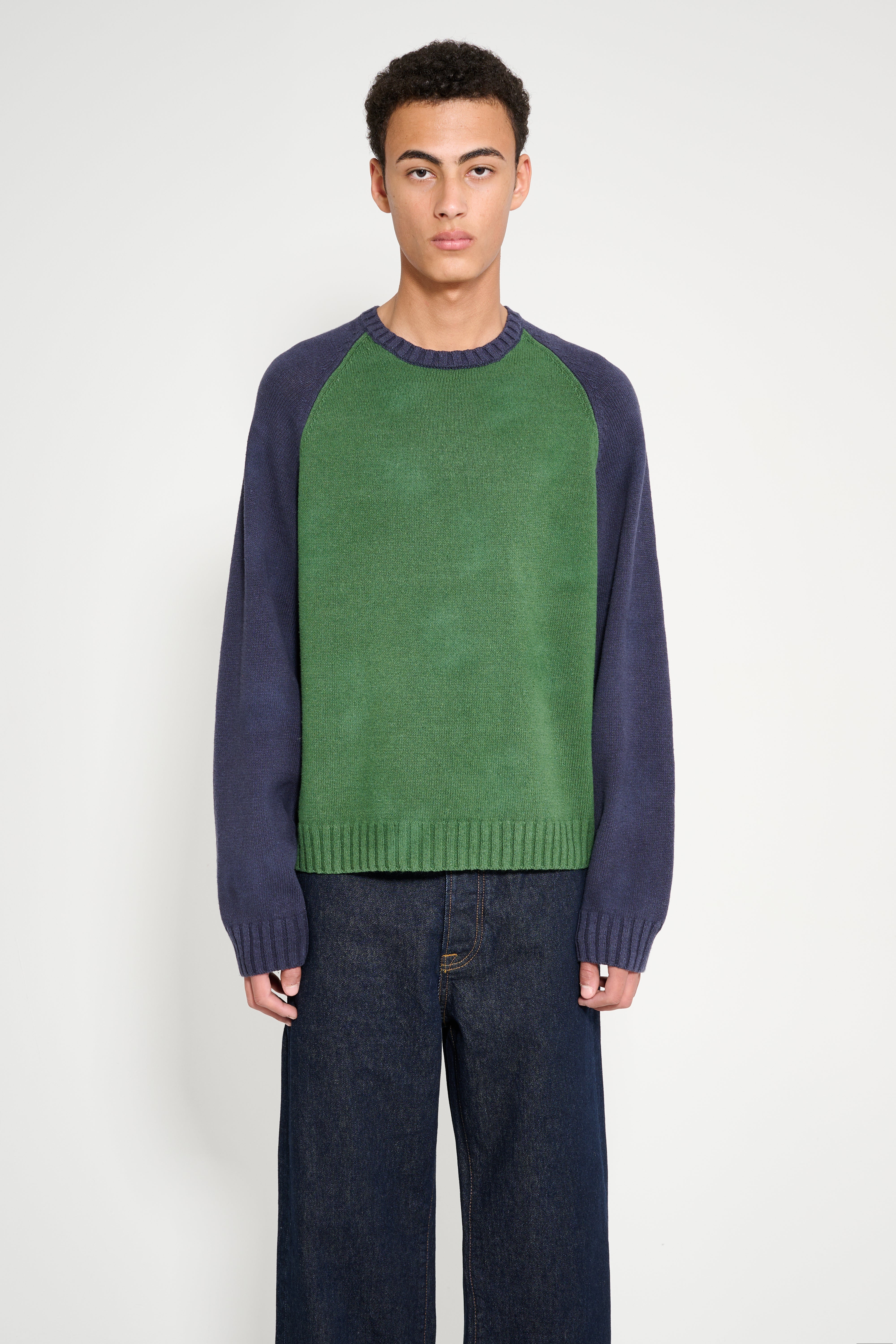 Stüssy Color Blocked Raglan Crew Green – Très Bien