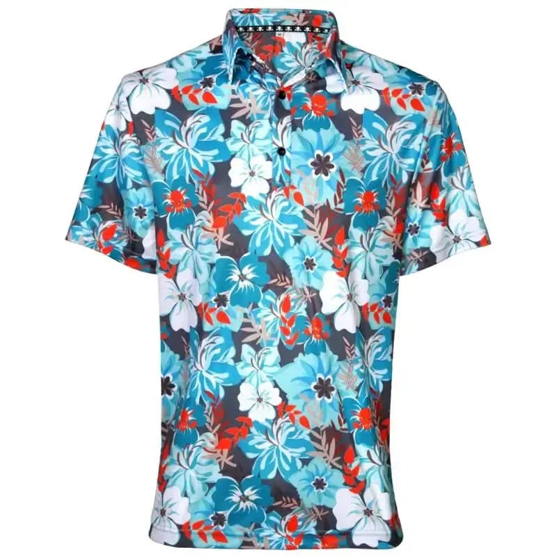 Aloha Men's Hawaiian Golf Shirt - Teal/Orange Style Up – Tattoo Golf
