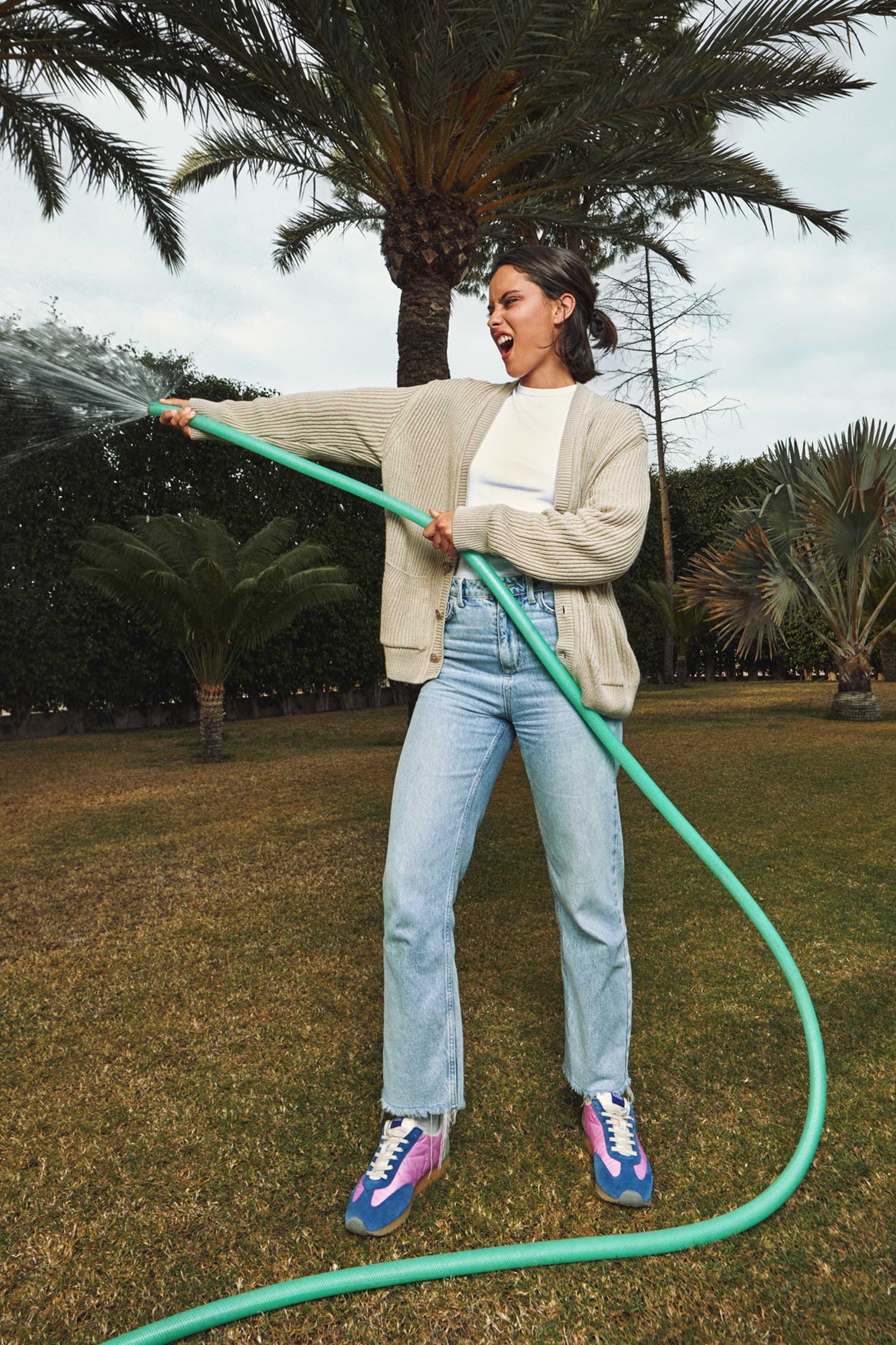 Women's Sneaker Nylon Strawberry Split Leather | Verbenas