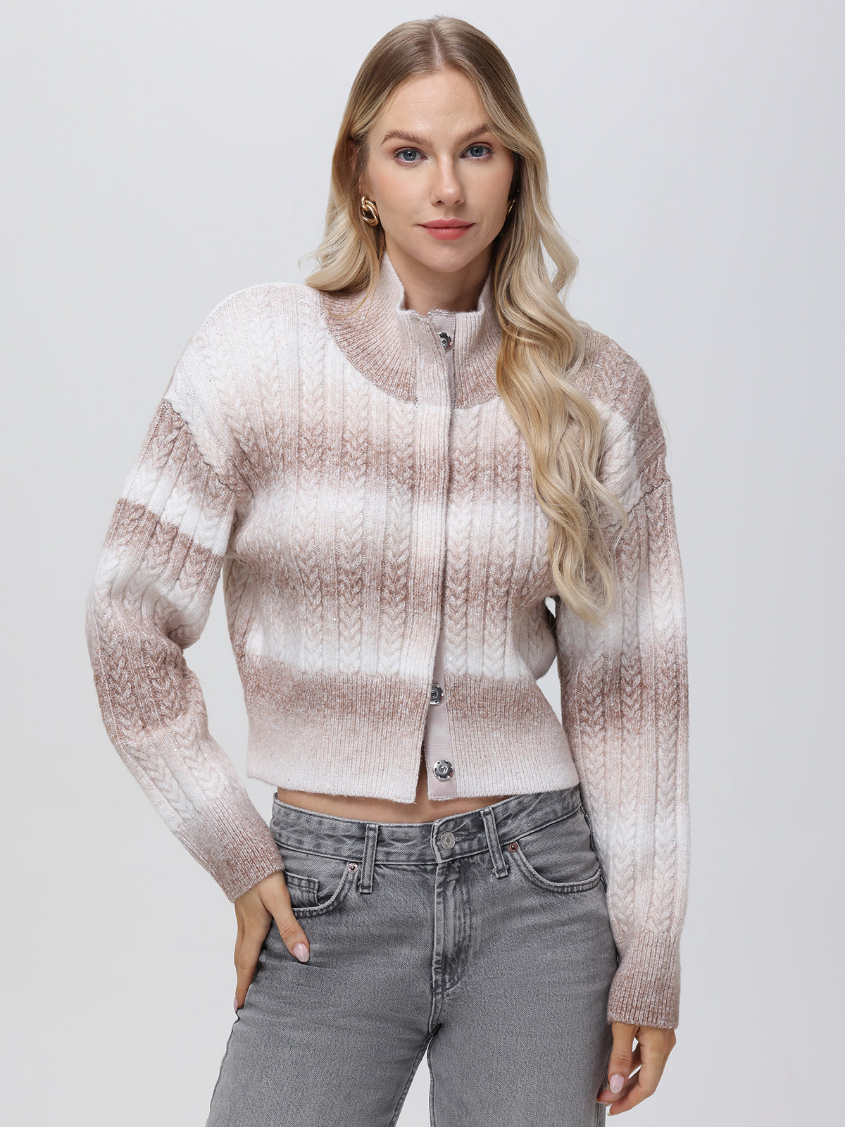 525 America Willow: Ombre Sequin Crop Cardigan