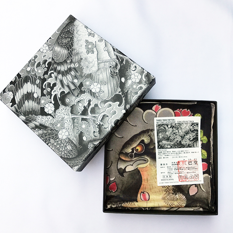 三巴堂 NAMI『桜に鷹』ハンカチ発売 – 三巴彫 | スリータイズ タトゥー