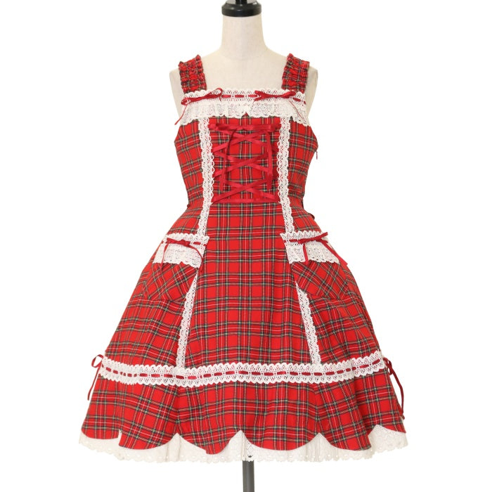 USED】タータンチェック裾スカラップジャンパースカート | BABY, THE