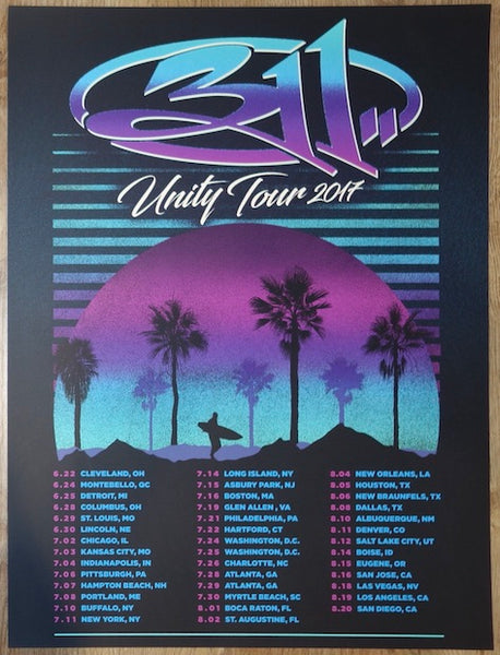 2017 311 - Unity Summer Tour Silkscreen Concert Poster by