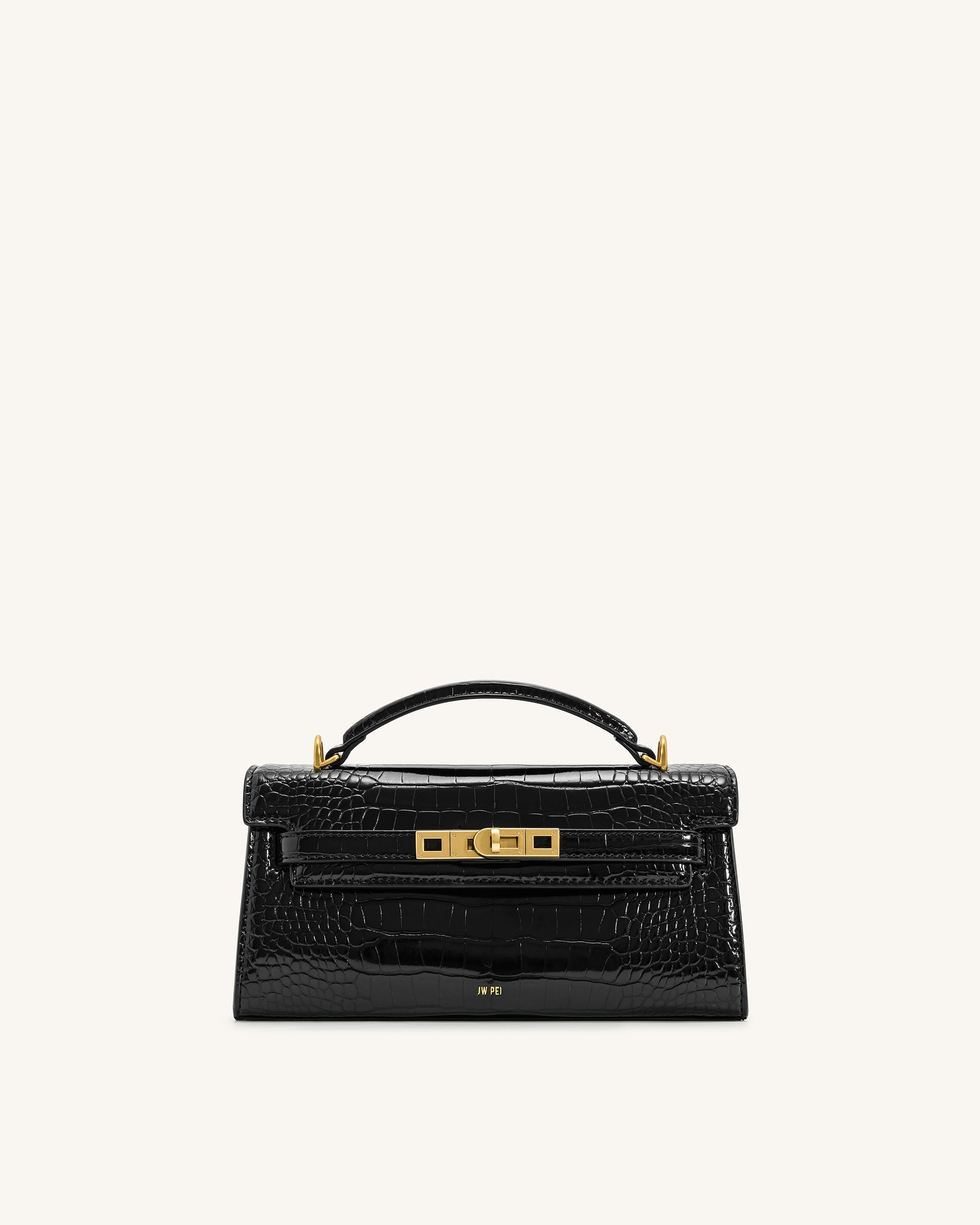 Noor Top Handle Bag - Black Croc | JW PEI