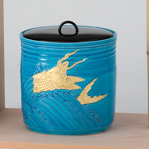 水指 浅黄交趾 荒磯【販売】-茶道具は京都しみず孔昌堂