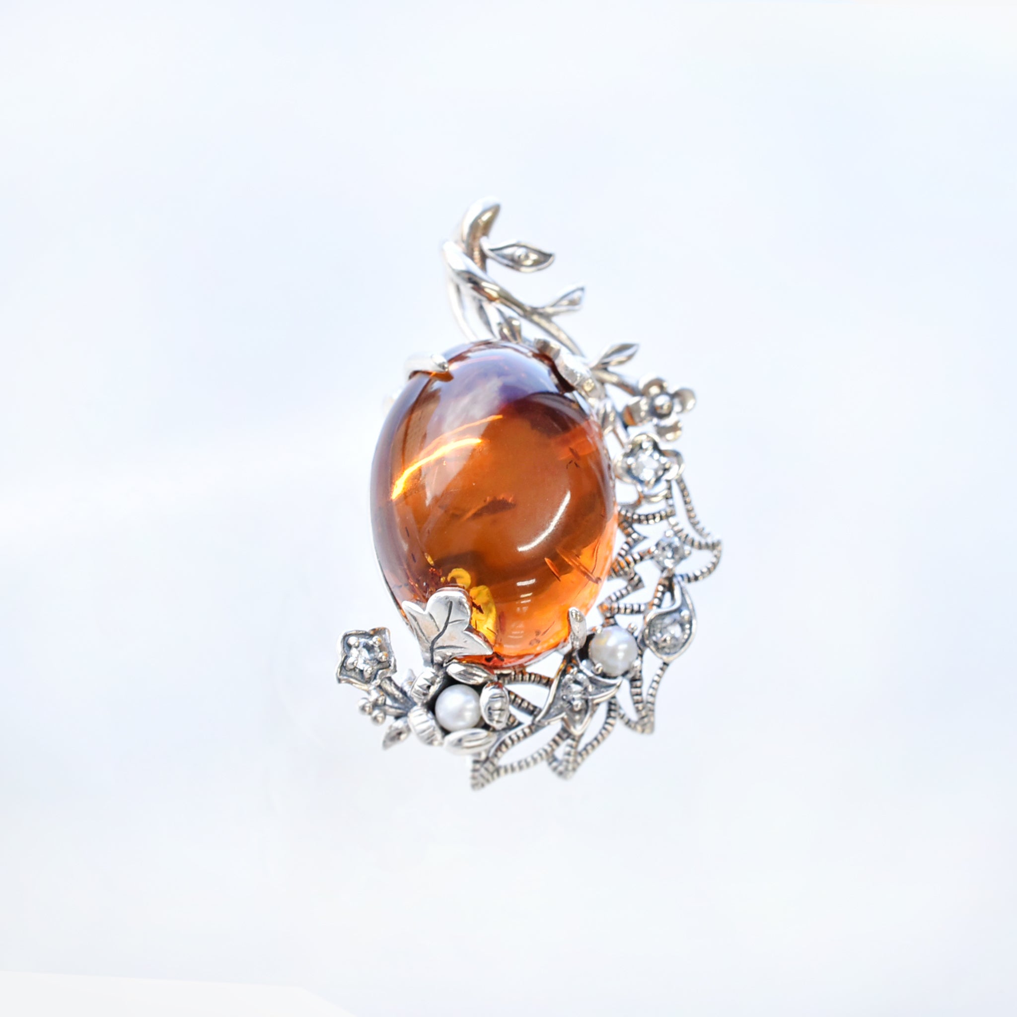 万博 ポーランド 琥珀ジュエリー ブローチ シルバー 万博 ポーランド