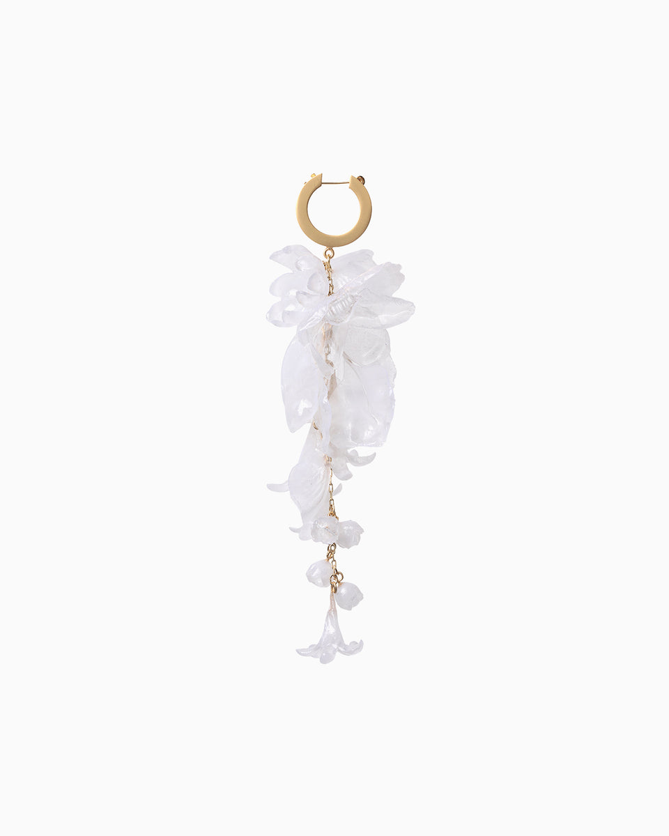 Floral Motif Short Earring - white - Mame Kurogouchi