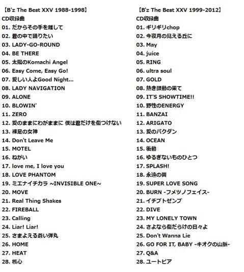 B'z「B'z The Best XXV 1988-1998」「B'z The Best XXV 1999-2012」 6