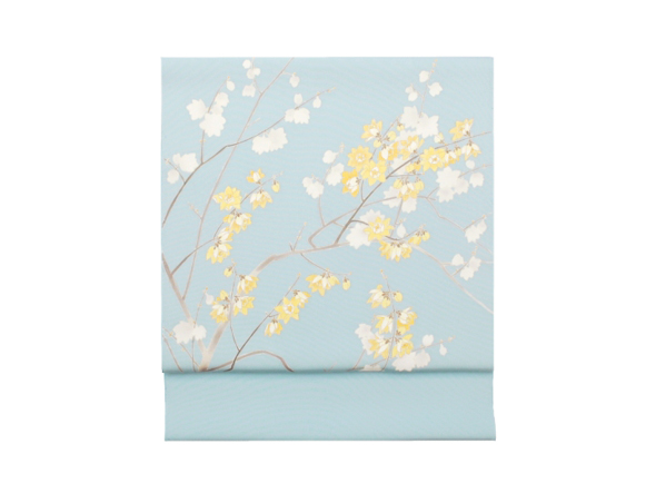 京友禅 塩瀬九寸名古屋帯(蝋梅・空色) | 商品紹介 | 染と織たかはし