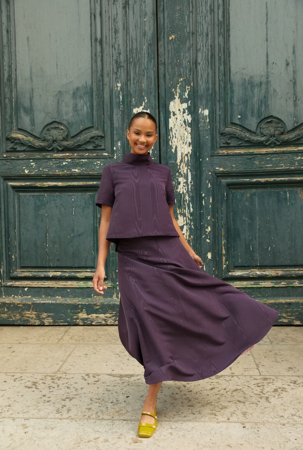 Short Sleeve Mod Top - Eggplant Moiré – BURU