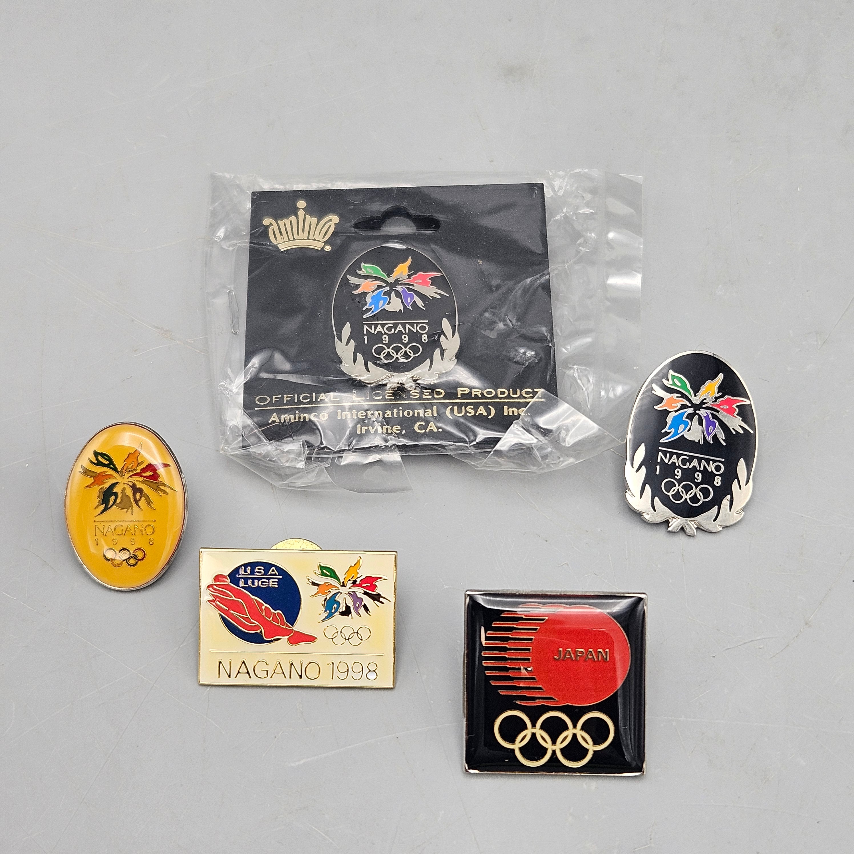 Lot of 5 Nagano 1998 Olympic Pins | Authenticated Estate Treasure
