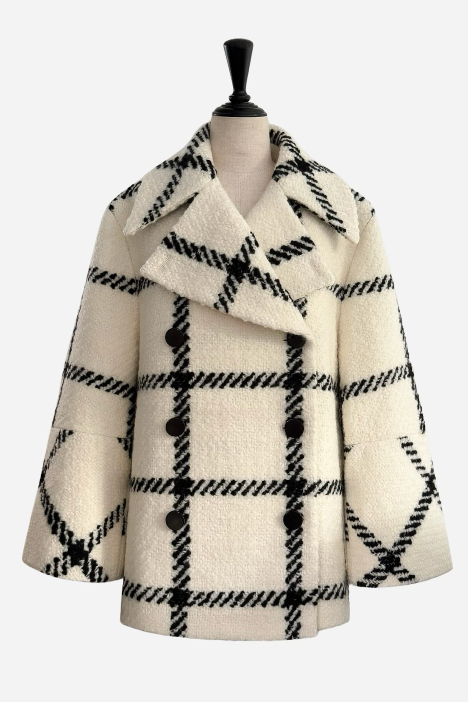 big check BISHU pure wool coat – shéller / シェリエ