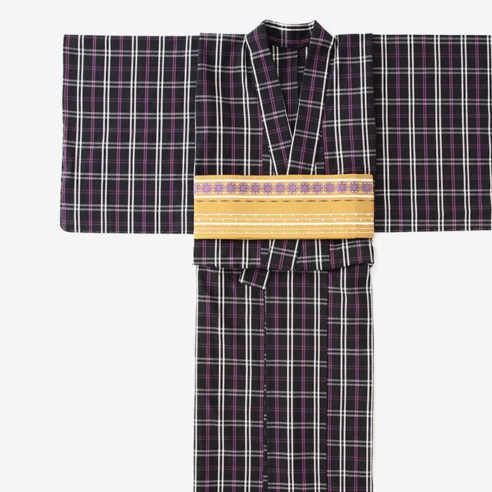 お仕立て別】伊勢木綿（20/20） 着物反物／SOU・SOU格子 濡羽色×