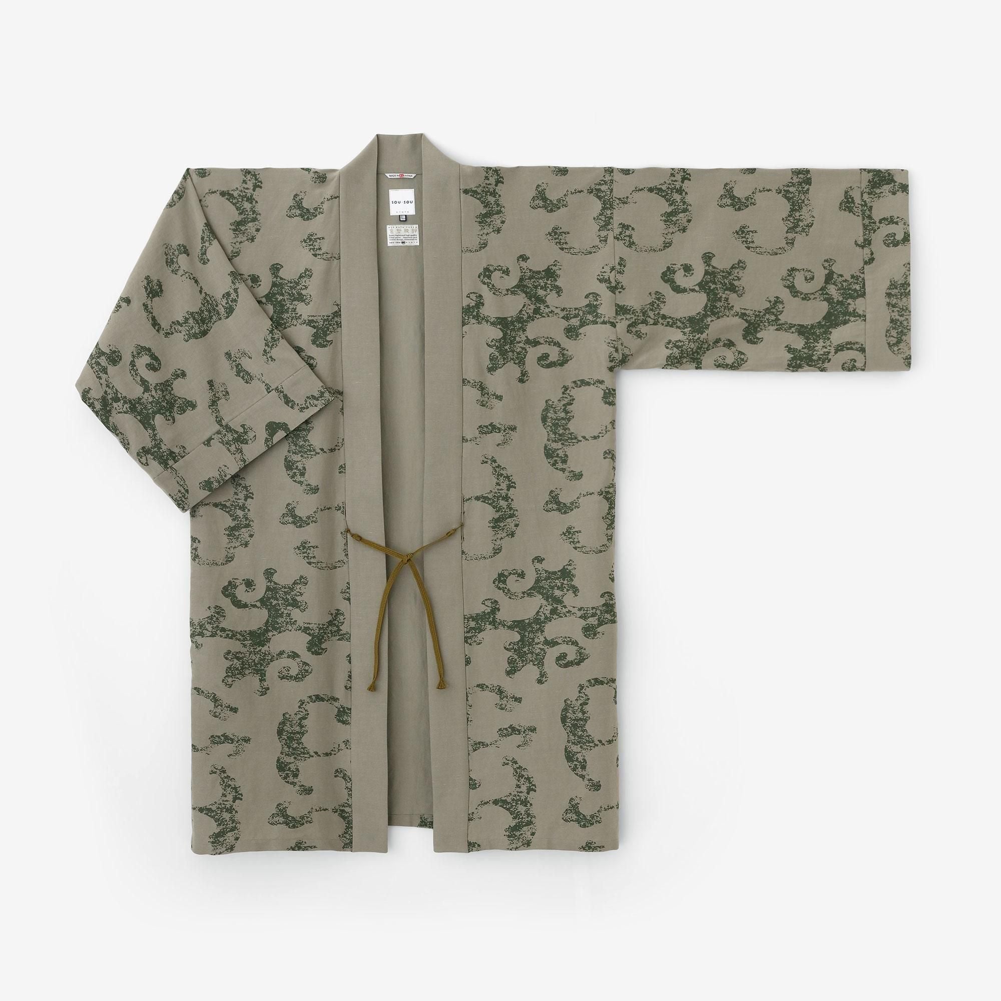 綿麻レーヨン 袢纏（はんてん） 間（けん） 単（ひとえ）／怒濤（ど