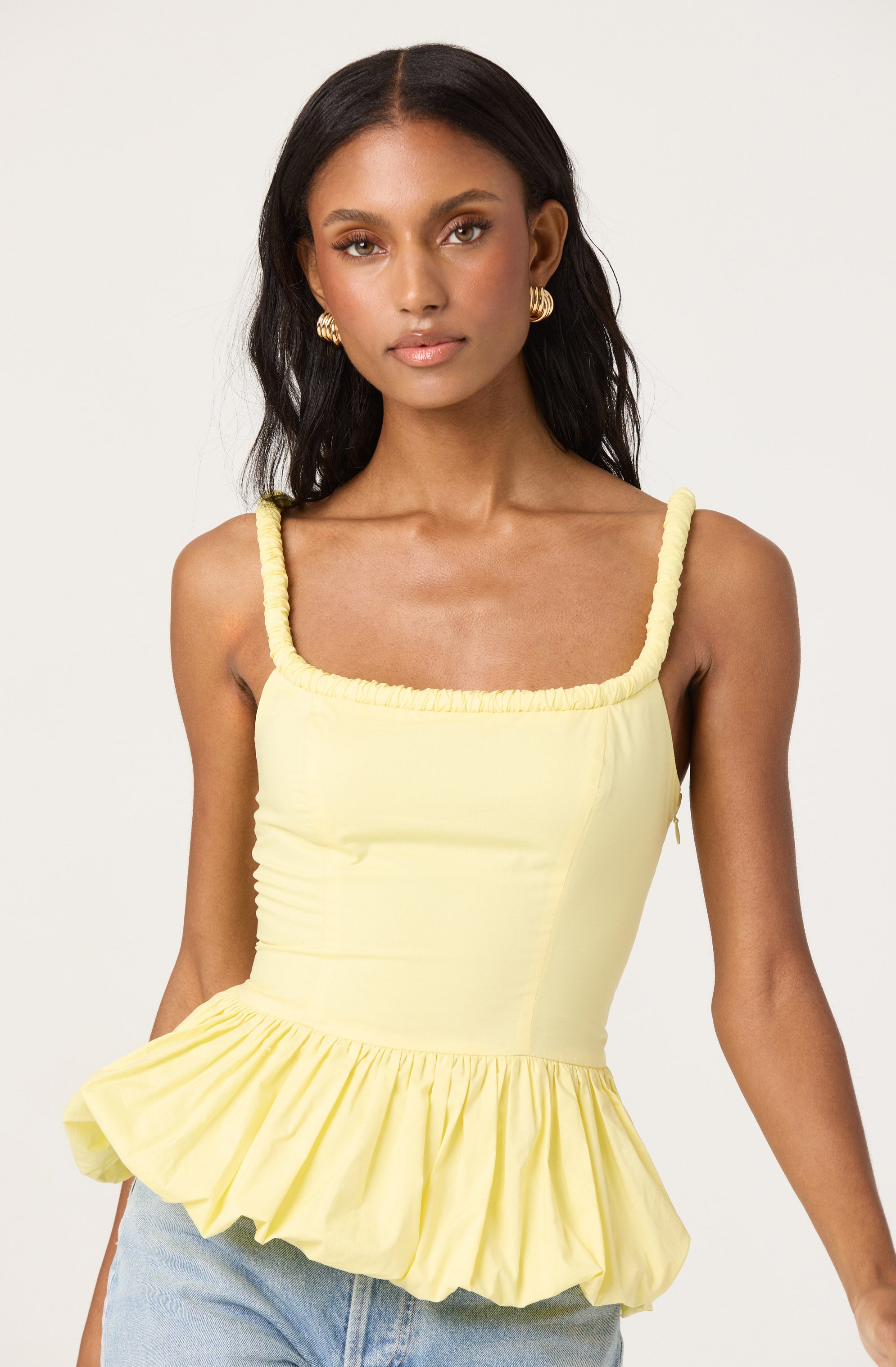 Sleeveless Bubble Hem Peplum Top - ASTR the Label