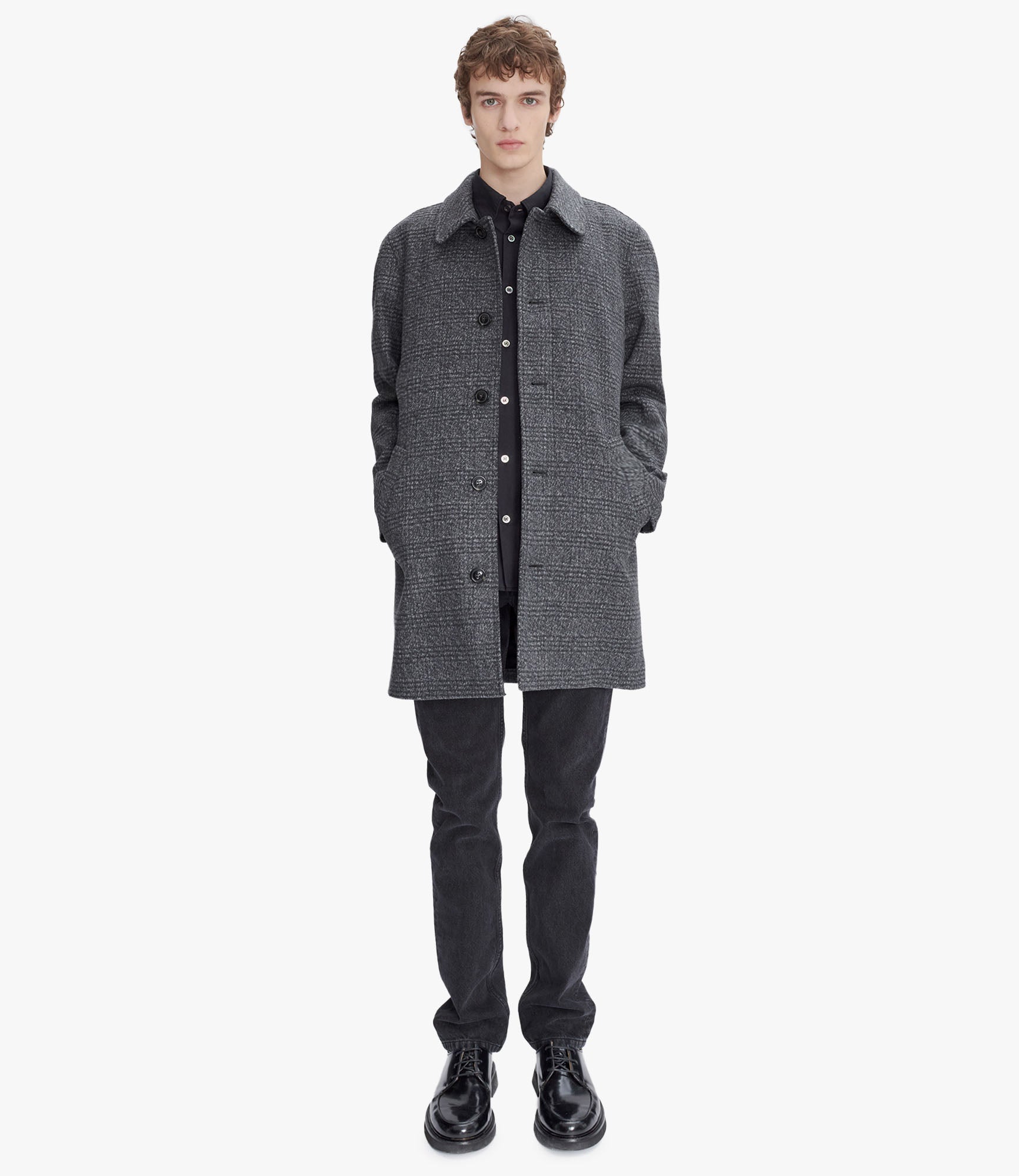 New Pete raincoat | Recycled wool with faded check print | A.P.C.