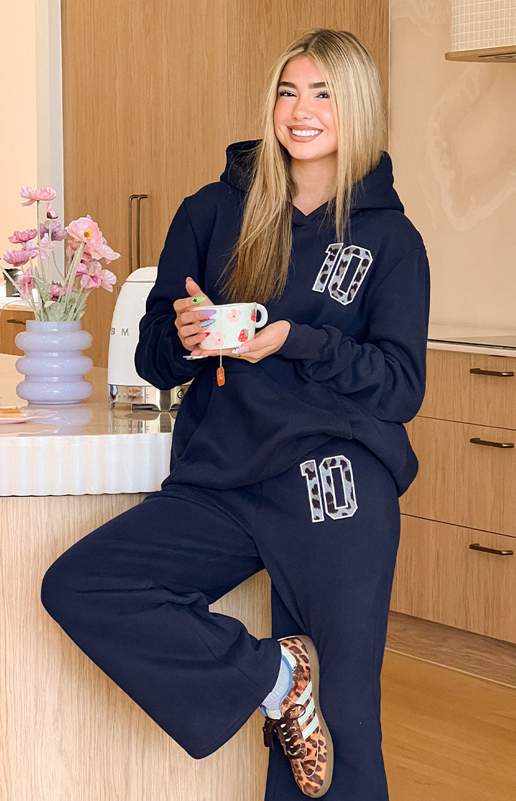 Beginning Navy Leopard Star Hoodie | Beginning Boutique US