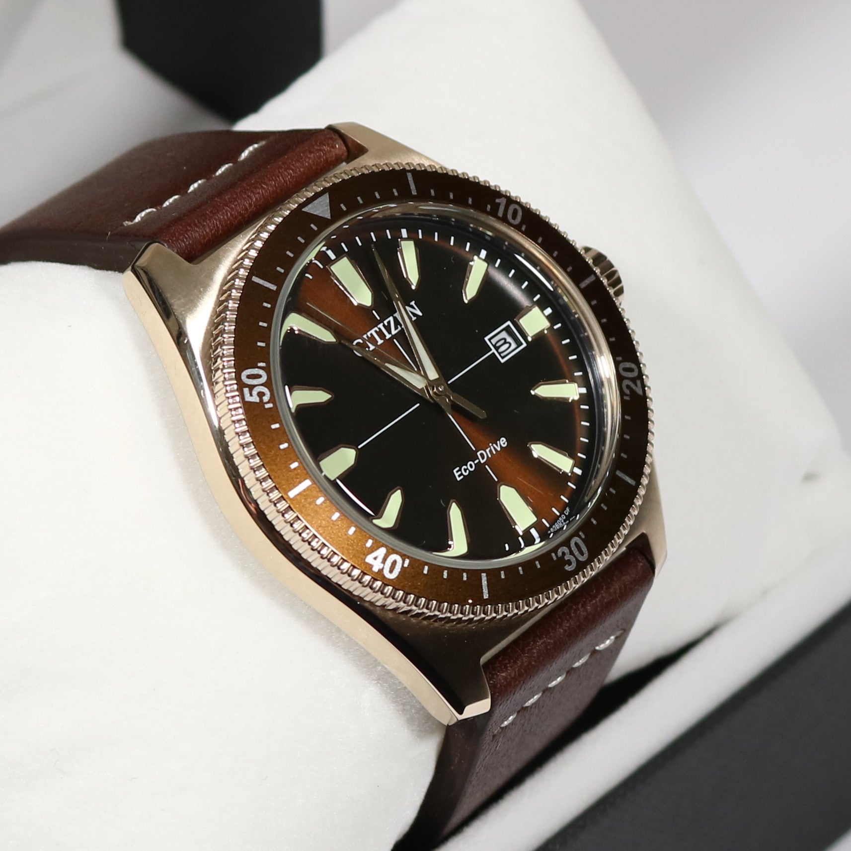 Citizen Eco Drive Brycen Brown Dial Leather Strap Men's Watch