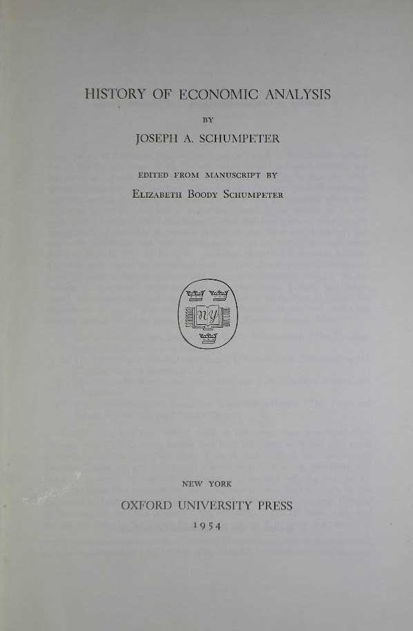 西洋経済古書収集ーシュンペーター,『経済分析の歴史』