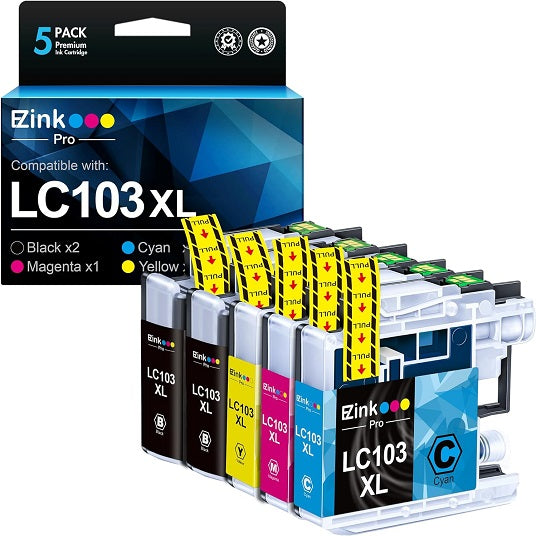 Brother LC-103XL LC103XL Compatible Ink Cartridge (5 Pack) | E-Z Ink