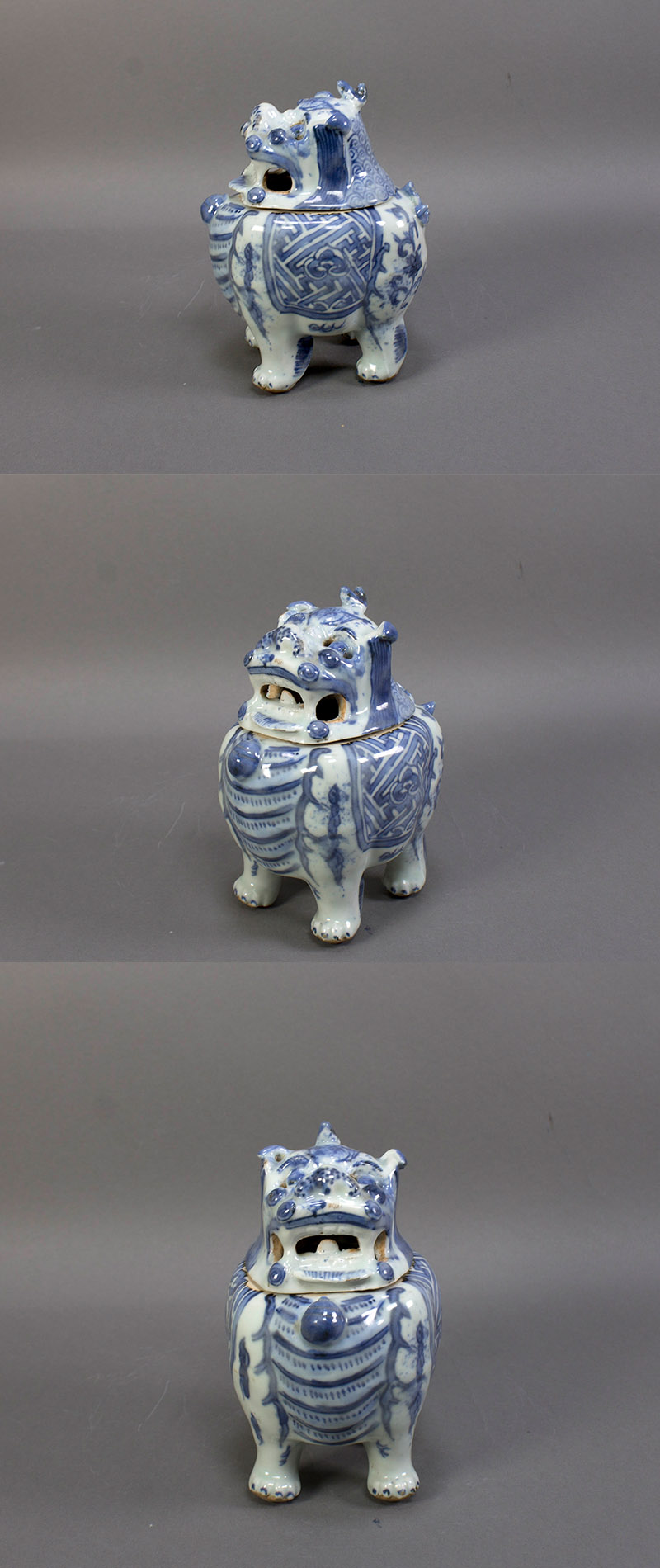 倉庫整理品】古美術 • 染付三足香炉 • 時代物：XG--34 倉庫整理品】古