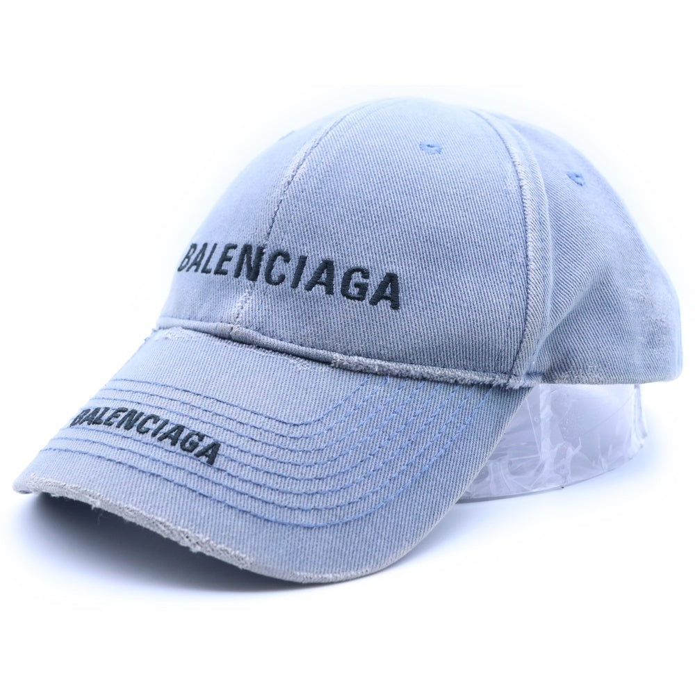 BALENCIAGA(バレンシアガ) ロゴ刺繍 ダメージ加工 キャップ 帽子