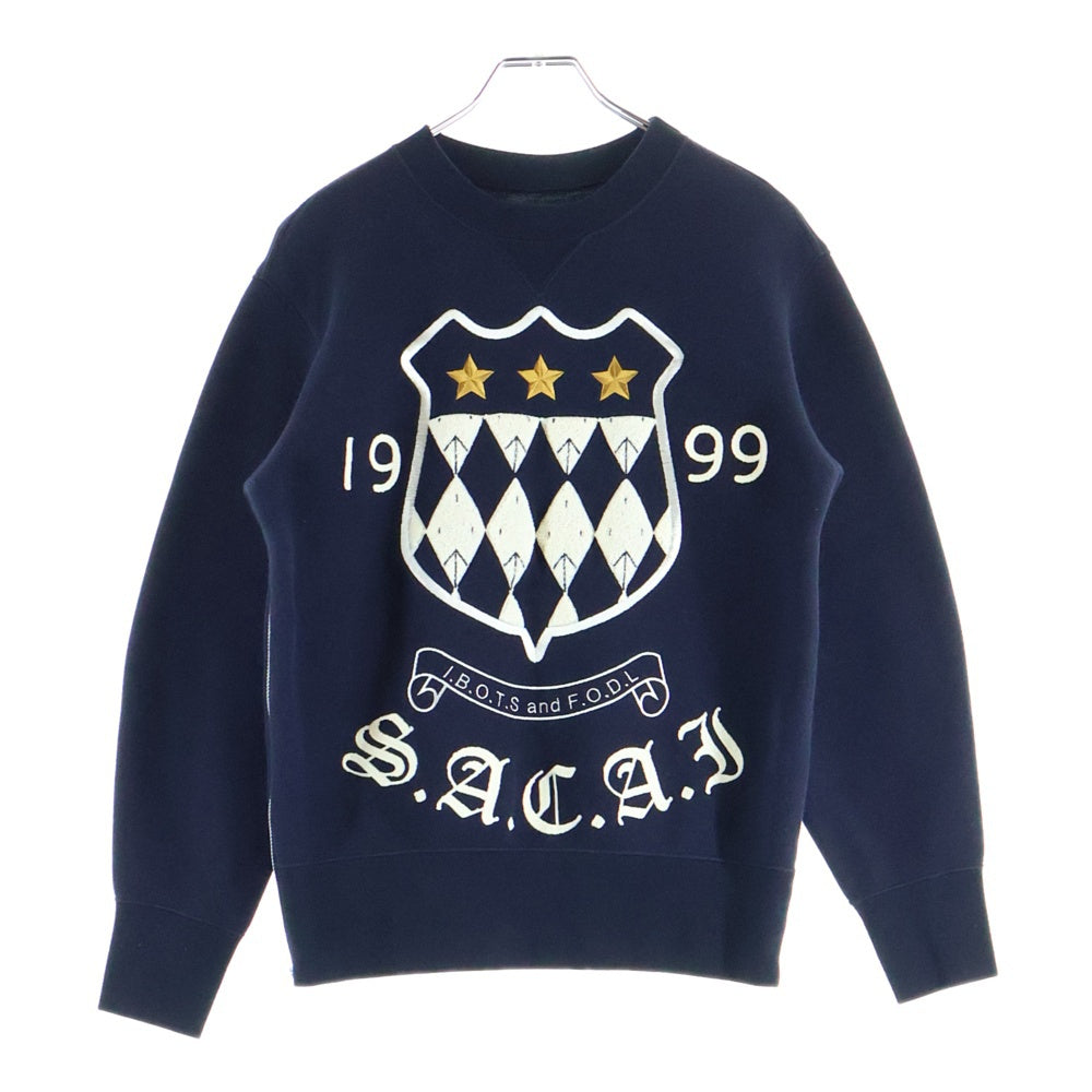 Sacai(サカイ) 18AW エンブレム ロゴ サイドジップ クルーネック 長袖