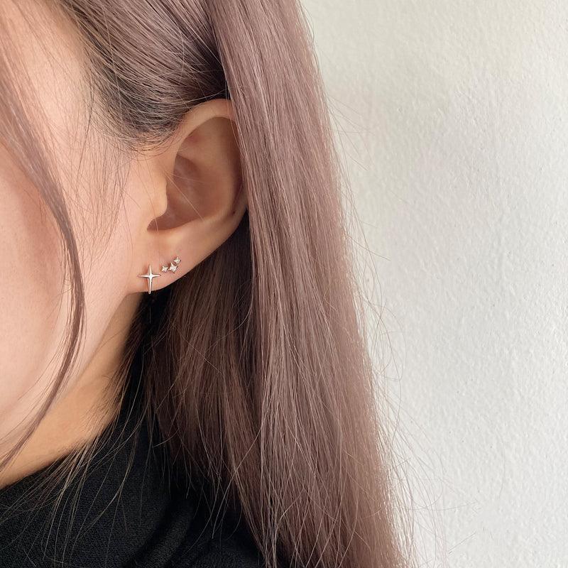 925 Silver]ナイト スカイ アンバランス ピアス 両耳用 韓国