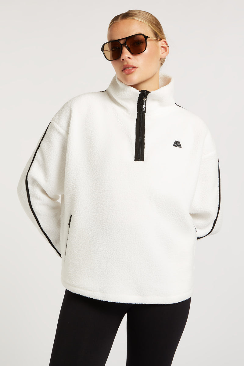 MADDOX Fleece Half-Zip White | 4TH ARQ