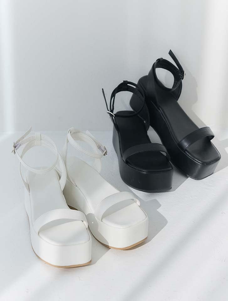 Edit Sheen スクエアプラットフォームサンダル | 人気レディース