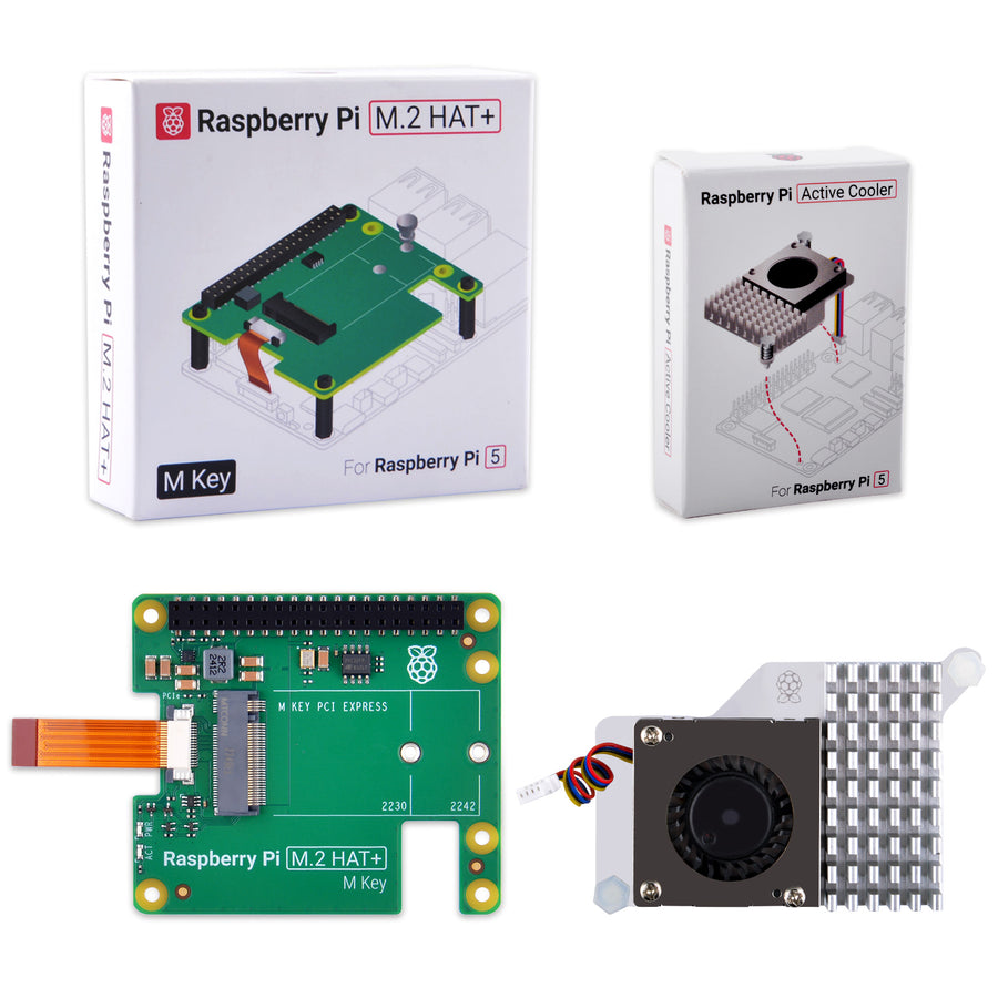 52Pi M.2 HAT+ and Raspberry Pi Active Cooler for Raspberry Pi 5