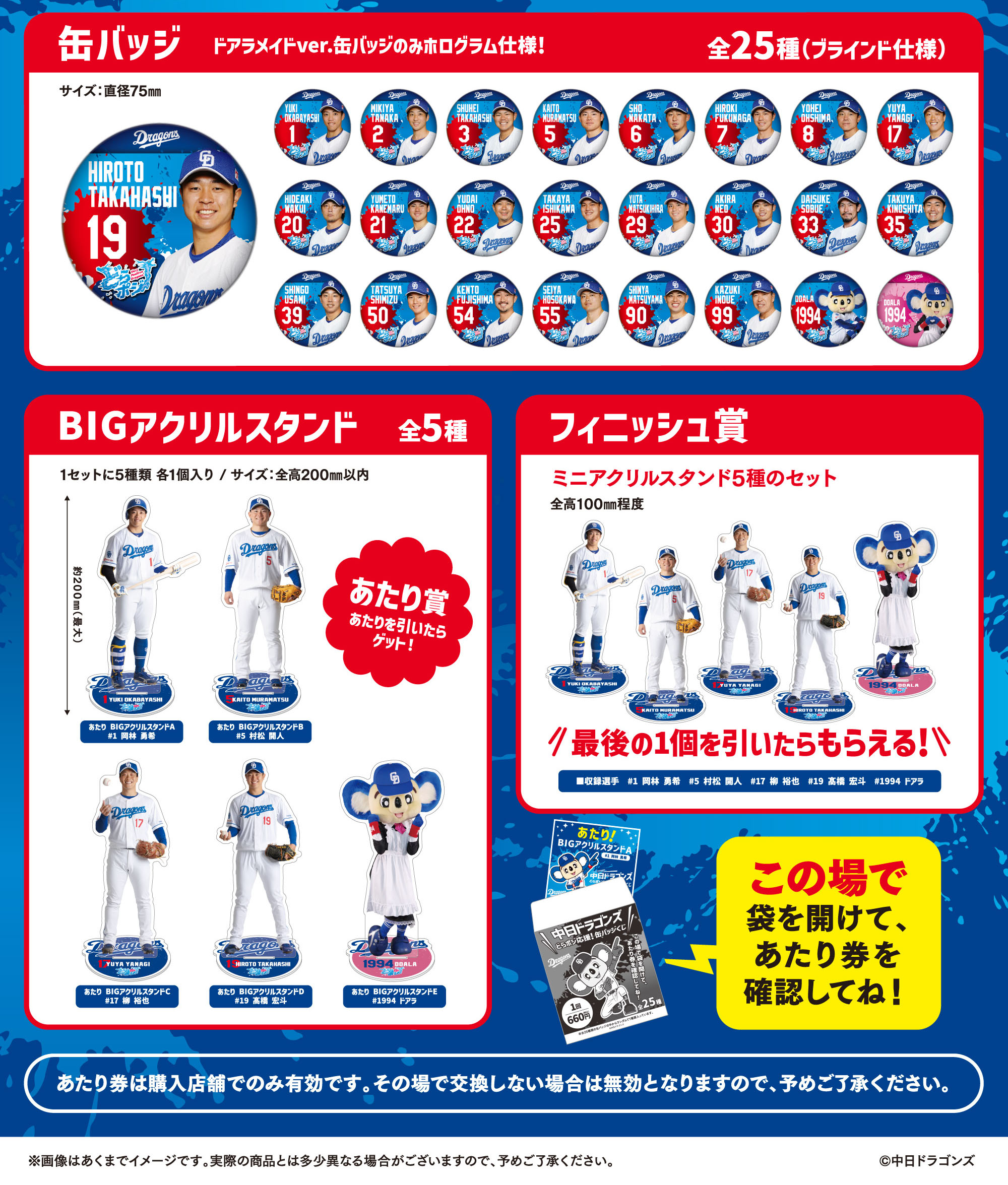 中日ドラゴンズ どらポジ応援！缶バッジくじ