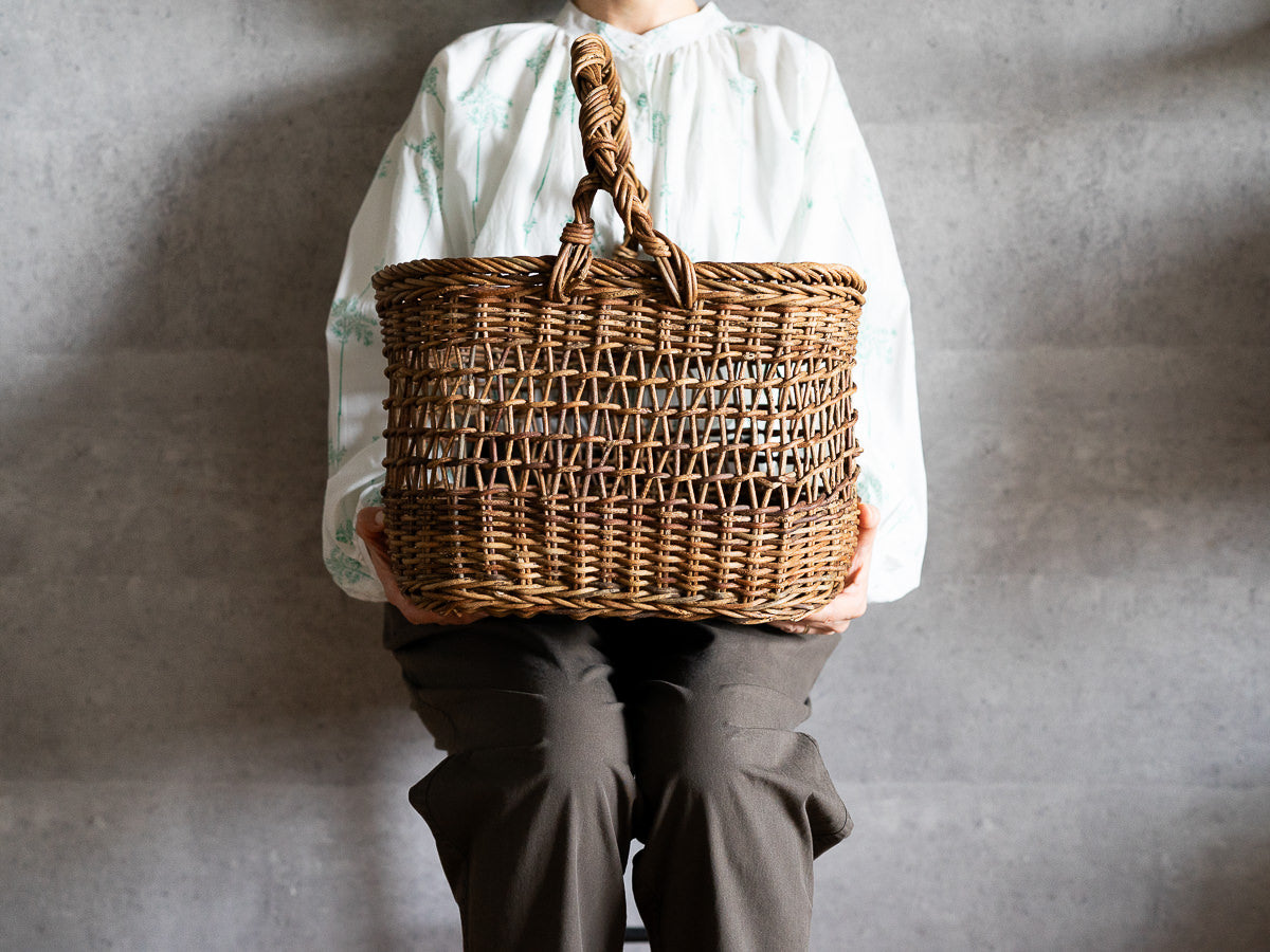 あけび楕円かご すかし編み 持ち手付き | 市川籠店 – 市川籠店 | 1basketry