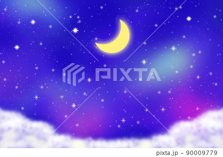 星空に浮かぶ新月のイラスト素材 [90009779] - PIXTA