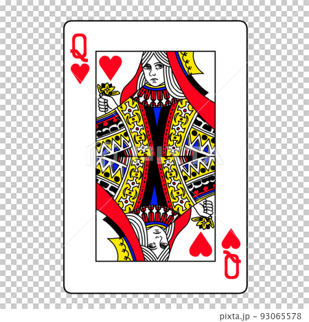 ハートのQのトランプ（ハートのクイーン）（白背景のイラスト素材